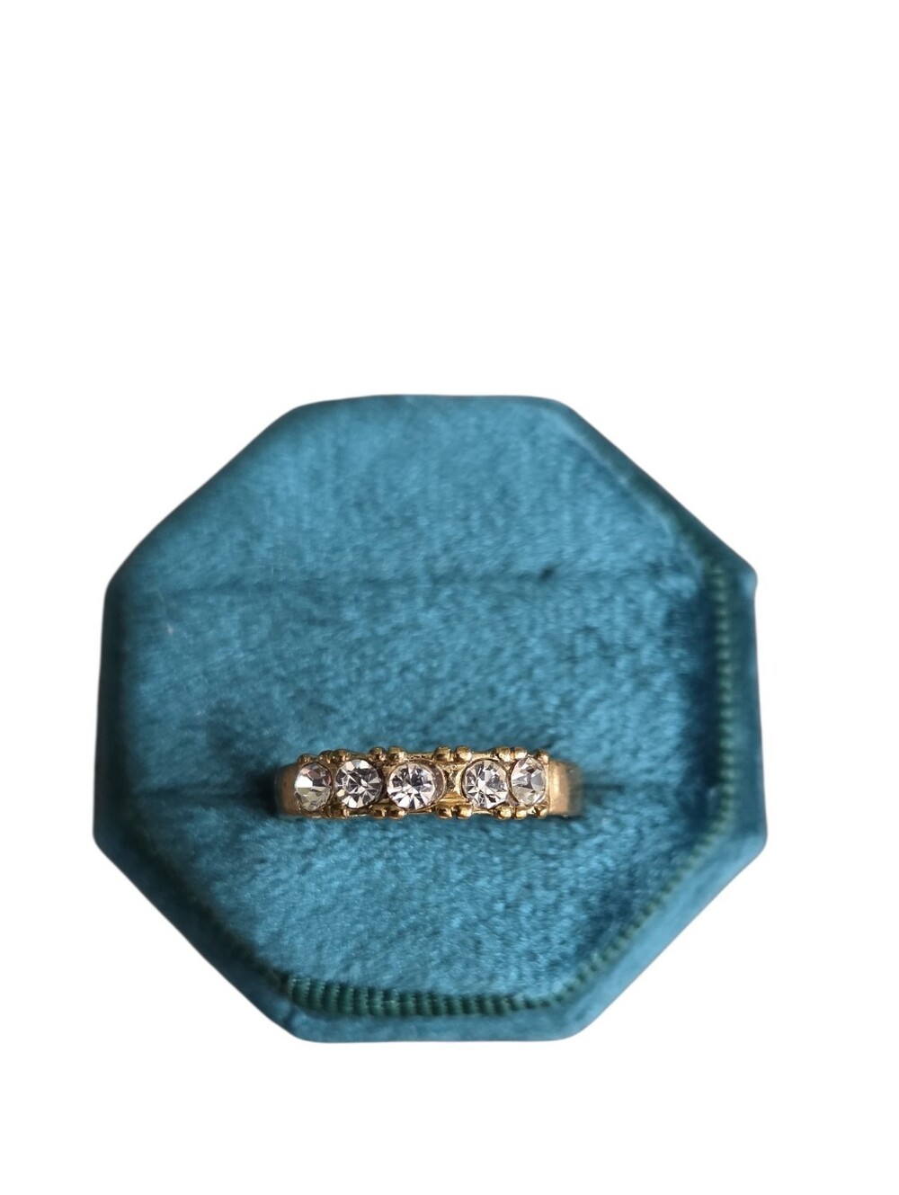 Vintage Size 8 Gold Toned Five-Stone CZ Ring